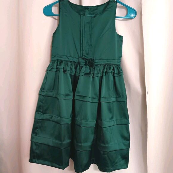 Gymboree Girls Tiered Emerald Green Sz 8 Sleeveless A-line Party Dress - Picture 2 of 12